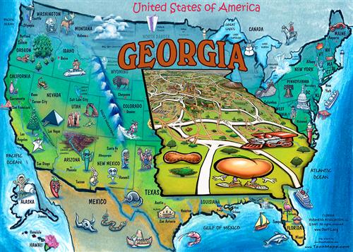 Georgia USA cartoon map 